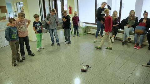 Robotic Car Driving On Floor At School Vidéo 89802986