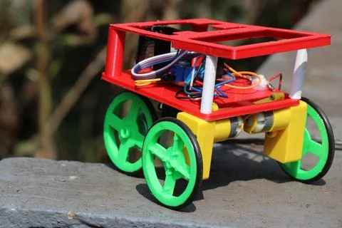 Robotic car made from 3d printed parts and other electronics like bo motor Stock Photos