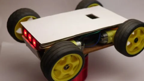 Robotic car which is an IOT project with four wheel drive option Stock Footage 155179277