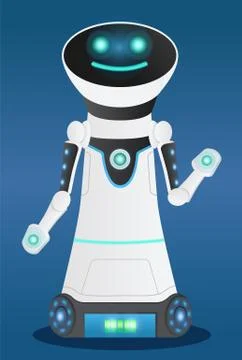 Robotic Character with Friendly Face Humanoid Stock Illustration