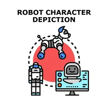 Robotic characters depicting artificial intelligence and future technology 스톡 일러스트