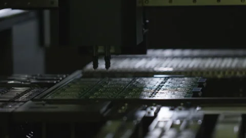 Robotic circuit manufacturing close up robotics Video stock 252757566