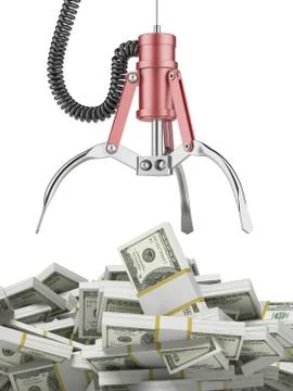 Robotic claw and dollars Illustrazione stock