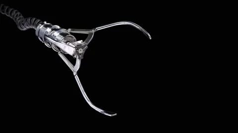 Robotic claw closes and opens fingers, close-up Stock Footage 89106296