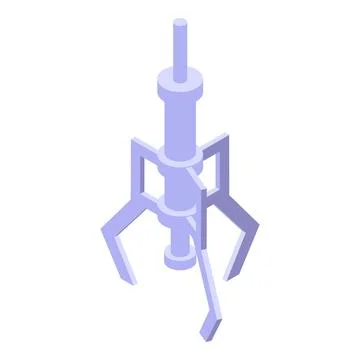 Robotic claw gripper picking up object isometric icon Stock Illustration