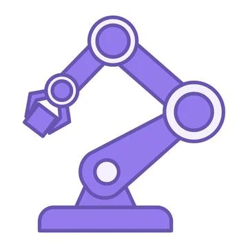 Robotic Color Icon. Vector Illustration of an Industrial Robotic Arm. Techn.. Stock Illustration