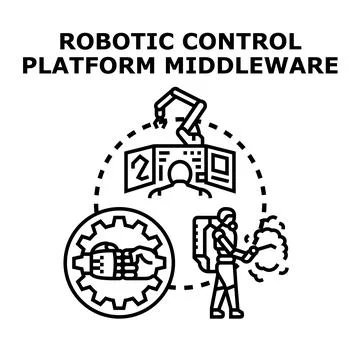 Robotic control platform middleware software development concept イラスト素材