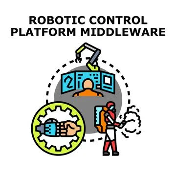 Robotic control platform middleware software development concept イラスト素材