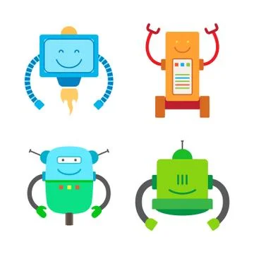 Robotic Creatures Collection Vector Illustration Stock Illustration
