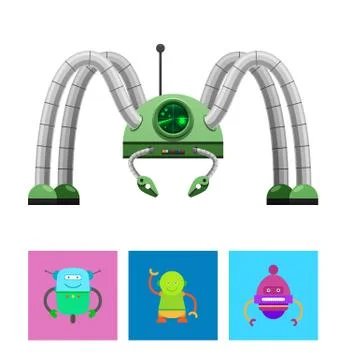 Robotic Creatures Collection Vector Illustration Stock Illustration