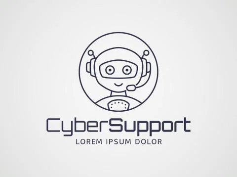 Robotic customer support. Vector logo. Stock Illustration