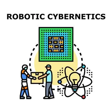 Robotic cybernetics, technology innovation, developing artificial intelligenc Illustrazione stock