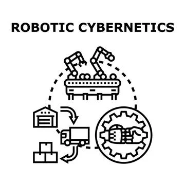 Robotic cybernetics technology process manufacturing and logistics Stock Illustration