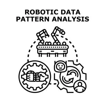 Robotic data pattern analysis and process optimization 스톡 일러스트