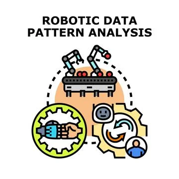 Robotic data pattern analysis and process optimization Stock Illustration
