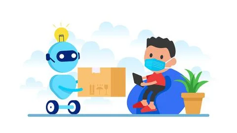 Robotic delivery service. Stock Illustration