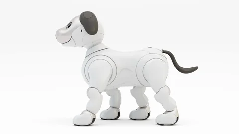 Robotic dog Aibo. Robot. 3d render. 4K. Looping motion. Vídeo Stock 113757602