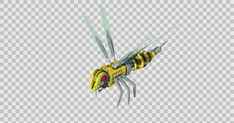 Robotic Drone Wasp Flying Front Angle Slo-Mo Video stock 63265132