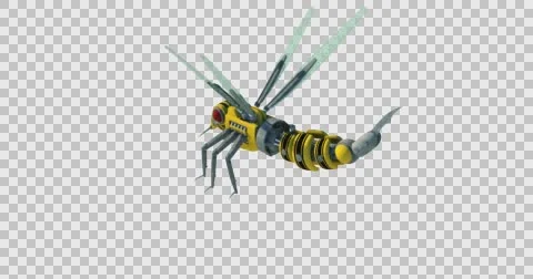 Robotic Drone Wasp Flying Rear Angle Video stock 63205029