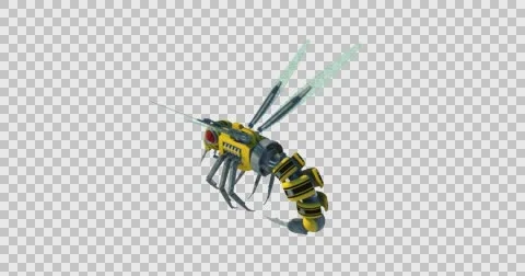 Robotic Drone Wasp Flying Rear Angle Slo-Mo Video stock 63300141