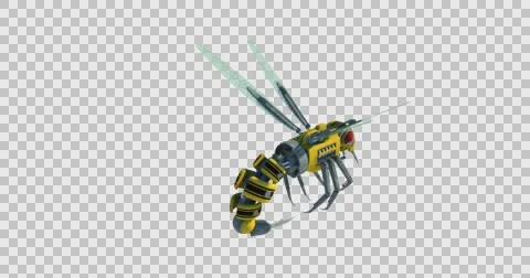 Robotic Drone Wasp Flying Rear Angle Slo-Mo Video stock 63315246
