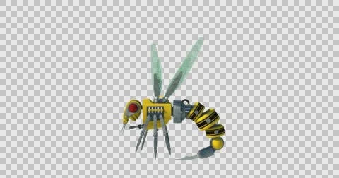 Robotic Drone Wasp Flying Sideways Slow Motion Video stock 63196540