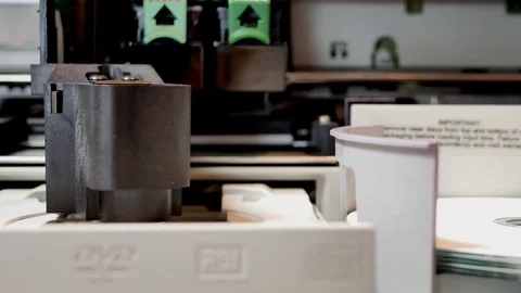 Robotic DVD or CD Disk Duplicator Video stock 73021738