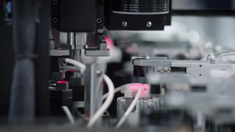 Robotic Electronics Manufacturing Process 4K Stock Footage 340063337