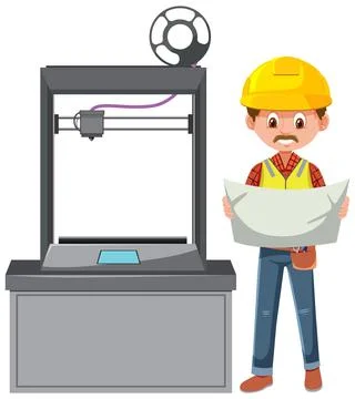 A robotic engineer controlling machine Stock Illustration