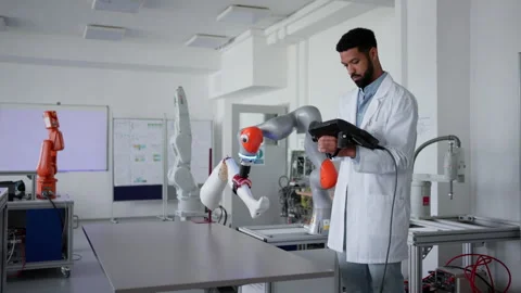 Robotic engineer working on robotic knee replacement surgery project. Concept of Stock Footage 277209008