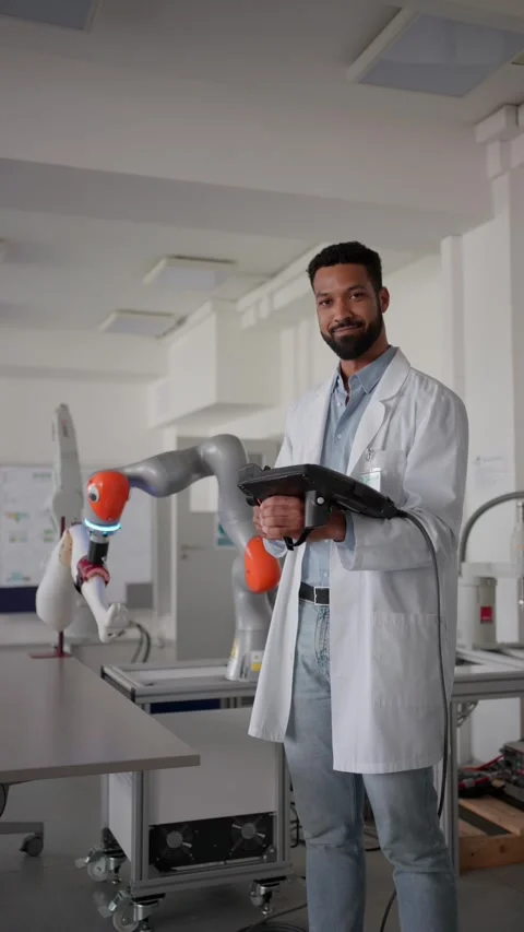Robotic engineer working on robotic knee replacement surgery project. Concept of Stock Footage 277213060