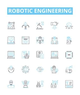 Robotic engineering vector line icons set. Robotics, Engineering, Automation Stock Illustration