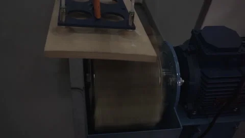 Robotic equipment for grinding and processing of wooden surfaces in action. Stock Footage 120871849