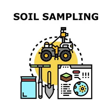 Robotic equipment performing soil sampling analysis for agriculture Stock Illustration