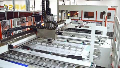 Robotic equipment for producing solar panels. Automated manufacturing of solar Stock Footage 115889708