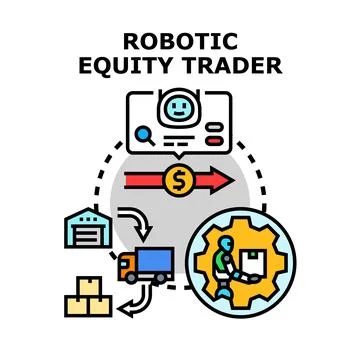 Robotic equity trader concept vector icon illustration Stock Illustration