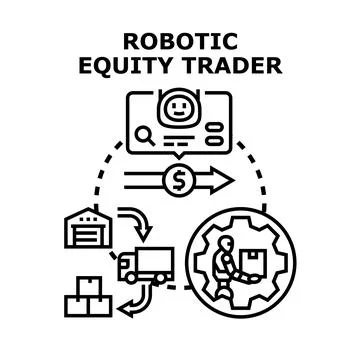 Robotic equity trader concept vector icon illustration Stock Illustration