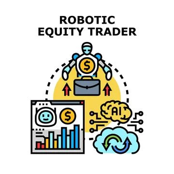 Robotic equity trader managing artificial intelligence investment Stock Illustration