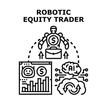 Robotic equity trader managing artificial intelligence investment Stock Illustration