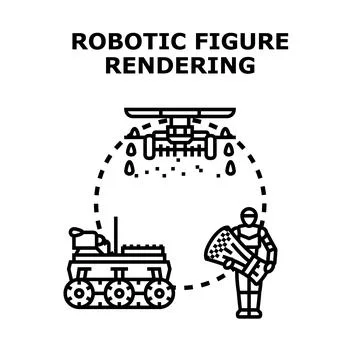 Robotic farming innovation developing future agriculture technology Illustrazione stock