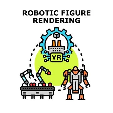 Robotic figure rendering concept for digital design 스톡 일러스트