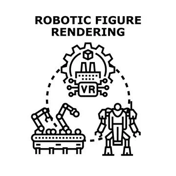 Robotic figure rendering concept for digital design Illustrazione stock