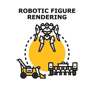 Robotic figure rendering concept of digital process Stock Illustration