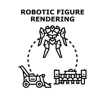 Robotic figure rendering concept of digital process Stock Illustration