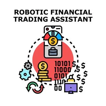 Robotic financial trading assistant optimizing digital investments Stock Illustration