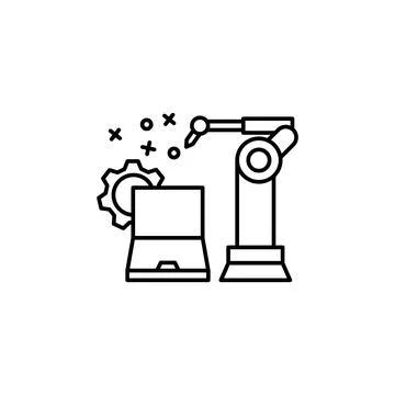 Robotic gear computer icon. Element of manufacturing Stock Illustration