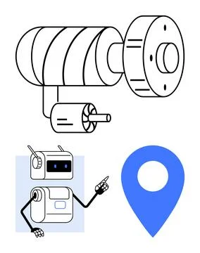 Robotic Gear Engineering Pioneering Control and Navigation Stock Illustration