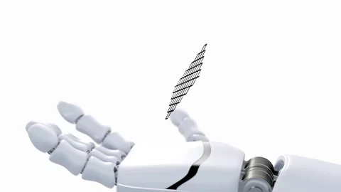 A robotic hand and floating ultra-fine stainless steel mesh Stock Footage 334829688