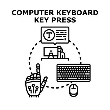 Robotic hand automating data entry using computer keyboard Stockillustratie
