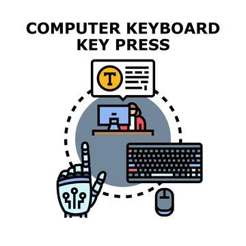 Robotic hand automating data entry using computer keyboard Stockillustratie